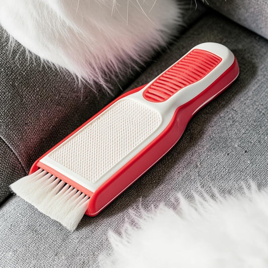 Kopel Pet Hair Remover for Furniture & Couch - Reusable Lint Roller Alternative - Self-Cleaning Two-Way Brush - No Adhesive Tapes Needed - Red/White